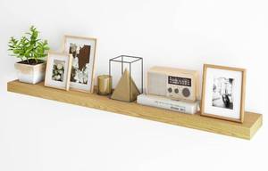 lot 9202 image: Long Floating Shelf, Wall Mounted Farmhouse Display Natural 72x8