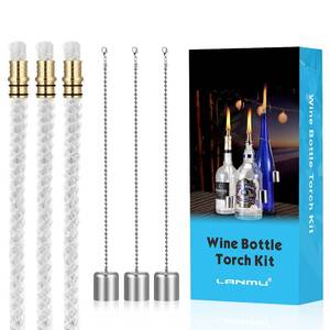 lot 9213 image: LANMU Wine Bottle Torch Wicks, Outdoor Patio Backyard Torches Lights, Oil Lamps Replacement Wick Hardware Kit, DIY Homemade Torch Decor (3 Pack)