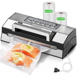 lot 9217 image: Upgraded Precision Fast-Vacuum Sealer, LIWUNON Commercial Full Automatic Food Vacuum Sealer Machine, Double Heat Seal, Built-in Cutter&Bag Storage, Powerful Food Vacuum Saver, 2 Bag Rolls&hose