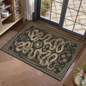 lot 9223 image: ROYHOME Snake Gothic 4ft Round Rug Washable Non-Slip Dark Gray Whimsical Witchy Moody Unique Soft Circle Decor for Living Room Bedroom Indoor