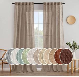 lot 9225 image: MIULEE Taupe Linen Curtains 90 Inch Long for Bedroom Living Room, Soft Thick Linen Textured Window Drapes Semi Sheer Light Filtering Back Tab Rod Pocket Burlap Look Farmhouse Country Decor, 2 Panels
