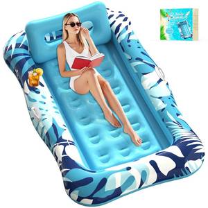 lot 9243 image: Nenrsl Pool Floats Adult,76x48 XL Inflatable Tanning Pool Lounger Float with Pillow,4 in 1 Suntan Tub Sunbathing Raft Floatie Water-Filled Mattress Kids Pool Ball Pit,Perfect for River Party & Relax