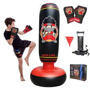 lot 9244 image: Inflatable Punching Bag Set, 66 Punching Bag for Boys & Girls Aged 8-12 with Kids Boxing Gloves, Super Air Pump  Suitable for Childrens Daily Exercise, Happy Family Time (Red)