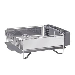 lot 9251 image: KitchenAid Compact Space Saving, Dish Rack with Removable Flatware Caddy and Angled Self Draining Drainboard, Satin Gray, 15-Inch-by-13.25-Inch