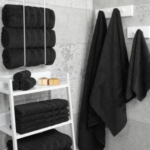 lot 9259 image: American Soft Linen Luxury 6 Piece Bath Towel Set, 600 GSM 100% Cotton Turkish Bath Towels for Bathroom, Extra Large Bathroom Shower Towels, Hand Towels , Wash Rags Black