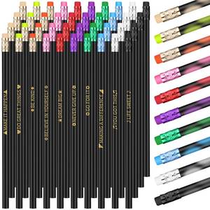 lot 9273 image: Eersida 120pcs Color Changing Mood Pencils Fun Pencils Bulk for Kids Students Motivational Pencil 2B Assorted Thermochromic Pencil with Eraser (Positive)