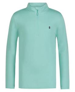 lot 4607 image: IZOD boys Long Sleeve Feeder Stripe Quarter Zip Pullover, Lightweight, Yucca, 10-12 - Retail $18