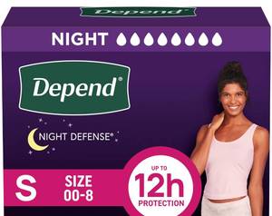 lot 4632 image: Depend Night Defense Adult Diapers, Incontinence & Postpartum Bladder Leak Underwear for Women, Disposable, Overnight, Small, Blush, (1 Pack of 16)