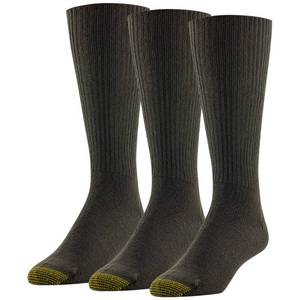 lot 4643 image: GOLDTOE Mens Fluffies Casual Crew Socks, Brown (3-Pairs), Large - Retail $20