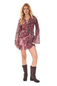 lot 4658 image: Nasty Gal Paisley Lace Up Front Tunic Mini Dress Size 12  - Retail $117
