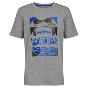lot 4660 image: Adidas Boys Short Sleeve Cotton Field Goals Graphic Tee T-Shirt, Charcoal Grey Heather, 4 - Retail $11