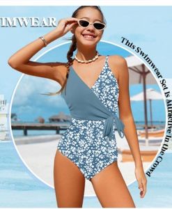 lot 4661 image: Tomolant Girls Bathing Suit Blue 9-10Y - Retail $23