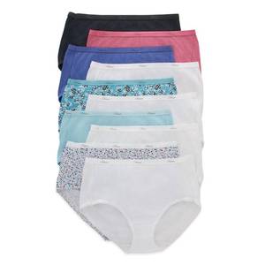lot 4665 image: Hanes womens Cotton briefs underwear, 10 Pack - Brief Assorted, 8 US - Retail $17