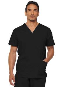 lot 4667 image: Dickies Mens Signature V-Neck Medical Scrubs Shirts, Black, 3X-Large US - Retail $14