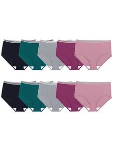 lot 4707 image: Fruit of the Loom womens Tag Free Cotton Panties Briefs, Plus Size Brief - 10 Pack Assorted Heathers, 10 US - Retail $21
