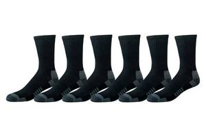 lot 4721 image: Amazon Essentials Mens Big-Tall 6-Pack Peformance Cotton Cushioned Athletic Crew Socks Sockshosiery, -black, Shoe Size 12-16 - Retail $12