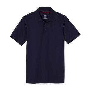lot 4729 image: French Toast Boys Short Sleeve Moisture Wicking Stretch Sport Polo Shirt (Kids Standard & Husky Sizes), Navy, 10-12 - Retail $10
