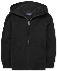lot 4732 image: The Childrens Place Boys Uniform Zip Up Hoodie, Black, L (1012) - Retail $18