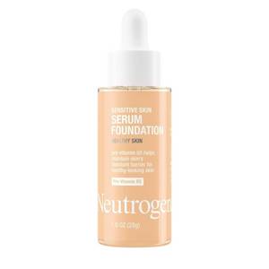 lot 4735 image: Neutrogena Healthy Skin Sensitive Skin Serum Foundation with Color Correcting, Pore Minimizing & Buildable Coverage - 01 LightMedium - Retail $18