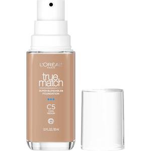 lot 4750 image: LOreal Paris True Match Super-Blendable Foundation, Medium Coverage Liquid Foundation Makeup, C5, Medium, 1 Fl Oz - Retail $10