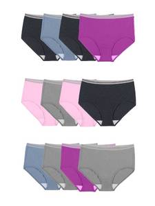 lot 4788 image: Fruit of the Loom Womens Eversoft Cotton Underwear Multipacks, Tag Free & Breathable, Available in Plus Size - Brief - Assorted Color Heathers, 6 - Retail $33