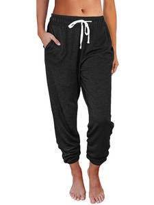 lot 4818 image: AUTOMET Womens High-Waisted Sweatpants with Pockets, Loose Lounge &amp Pajama Pants for Fall, Winter, Spring Yoga Travel Black XL - Retail $15