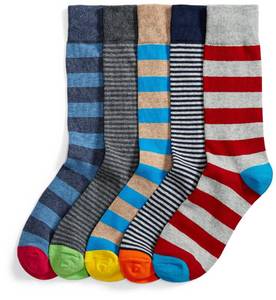 lot 4837 image: Amazon Essentials Mens Comfortable Patterned Dress Crew Socks, 5 Pairs, Mini StripeStripe, 8-12 - Retail $11