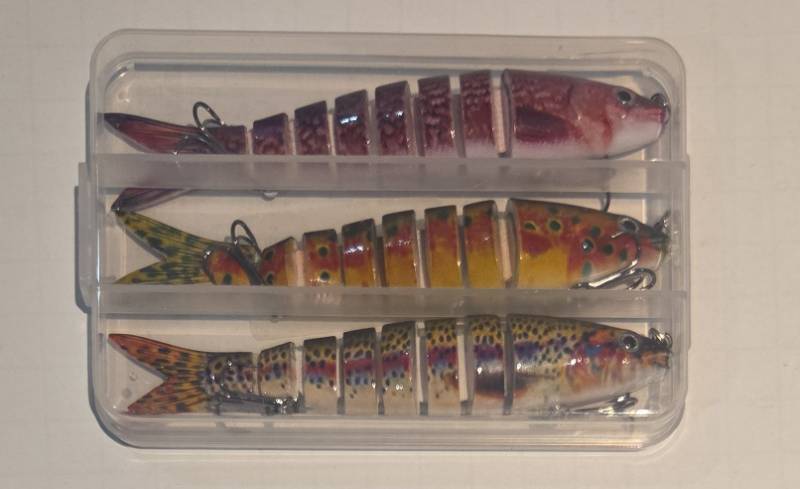 lot 16595 image: Fishing Lure Set with Three Colorful Spoon Lures - Retail $19