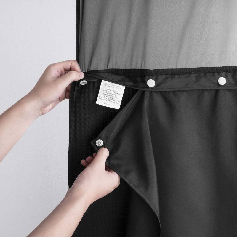 lot 36335 image: Design Fabric Snap-in Liner 70 W x 54 H - Hotel Style Removable Replacement Inner Liner, Machine Washable & Water Repellent - Black, 70x54 - Retail $12