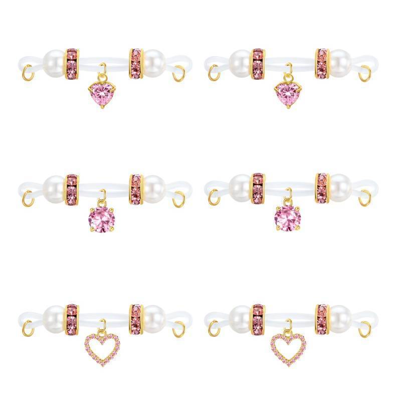 lot 36473 image: Fake Nipple Rings Non Piercing Nipple Jewelry Bells Dangle Heart Adjustable Nooses Faux Nipple Piercing Cute Body Jewelry - Retail $9