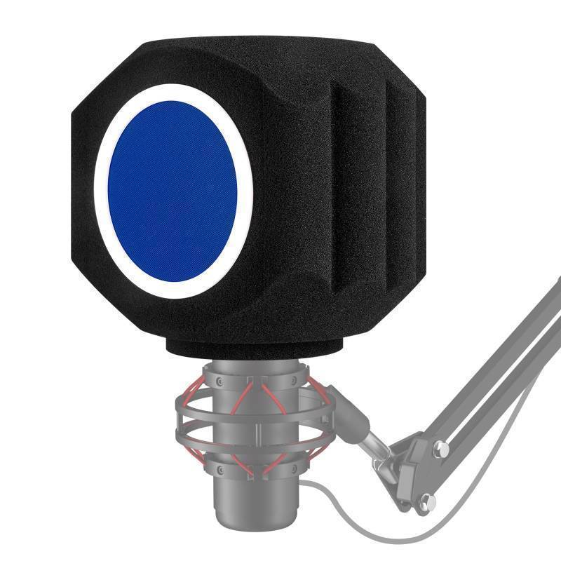 lot 44875 image: Microphone Wind Shield Pop Filter Isolation Ball, Acoustic for Record Studios Mic, Sound-Absorbing Foam Five-sided Seal Design to Effectively Reduces Noise and Reflections, black - Retail $17
