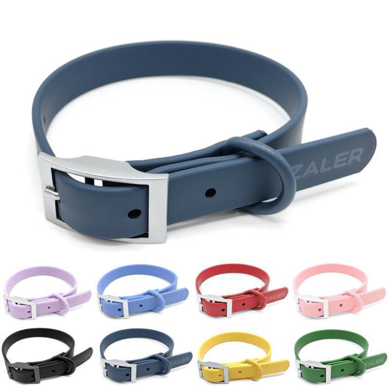 lot 45010 image: Waterproof Dog Collar, Adjustable Odor Proof Dog Collars Easy to Clean, Soft Comfortable Pet Collars for Large, Medium Small Dogs (Navy Blue, L(Length15.7-19.7 Width1)) - Retail $17