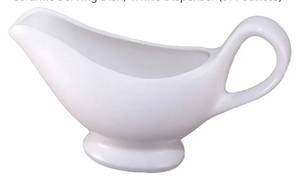 lot 62928 image: Gravy Boat, 14 oz Sauce Boat, 280 ml Gravy Bowl, Ceramic Serving Dish, White Dispenser (14 ounces) - Retail $14