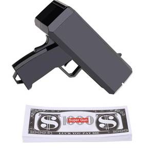 lot 62935 image: Prop Gold Money Shooter Gun That Look Real That can Scatter Money Like Rain, Fake Money Gun ,Fake Cash Gun ,Money Thrower Gun ,Money Guns for Parties, Bachelor Parties, Wedding, Christmas holiday(black) - Retail $18