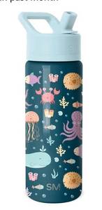 lot 62940 image: Simple Modern Kids Summit Water Bottle with Straw Lid  18oz Stainless Steel Cup Insulated Tumbler for Toddlers, School  Under the Sea - Retail $25