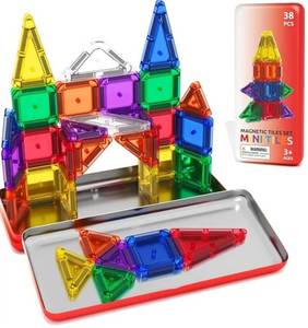 lot 62941 image: Travel Mini Magnetic Tiles with Case Toddler Road Trip Essentials Set, Magnetic Blocks Building Toys for 3 Year Old Boys Girls Preschool Montessori Sensory Learning Birthday Gifts - Retail $20