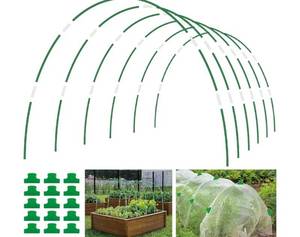 lot 62952 image: 60PCS Garden Hoops for Raised Beds, 8FT Rust-Free Fiberglass Greenhouse Hoops, DIY Frame Stake to Create Grow Tunnels, Plant Support Row Covers & Garden Netting, 40Pcs Clips - Retail $21
