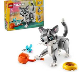 lot 62966 image: LEGO Creator 3 in 1 Playful Cat Toy - Building Toy with 3 Building Options, Cat, Dog, or Pigeon - Birthday Gift for Kids - Animal Figures for Kids, Girls and Boys, Ages 8 - 31163 - Retail $24