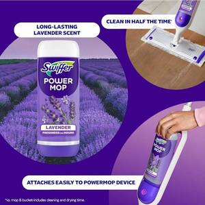 lot 62973 image: Swiffer PowerMop Floor Cleaning Solution with Lavender Scent, 25.3 fl 1pack - Retail $5