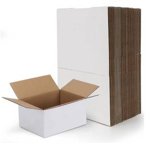 lot 62994 image: 8x6x4 Shipping Boxes Set of 40, White Corrugated Cardboard Box for Packing, Mailing, Business - Retail $25