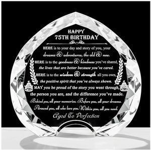 lot 62998 image: 75th Birthday gifts for Women Men - Crystal Heart Gift Personalized with Light. - Retail $33