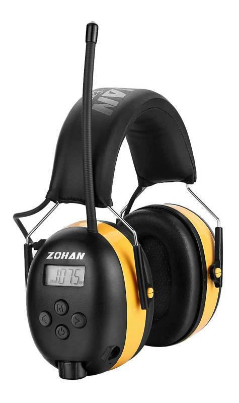 lot 29021 image: ZOHAN AMFM Radio Headphone with Digital Display,Ear Protection Noise Reduction Earmuffs,Comfortable Hearing Protector(Yellow,Radio) - Retail $46