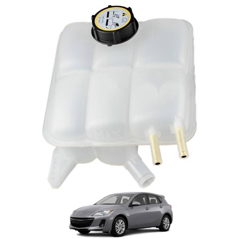 lot 44434 image: YzusGomumu Front Engine Coolant Reservoir Tank with Cap Compatible with 2004-2013 Mazda 3, 2009-2013 Mazda 3 Sport, Coolant Tank Replaces LF5015350 5M5H8K218AA - Retail $22