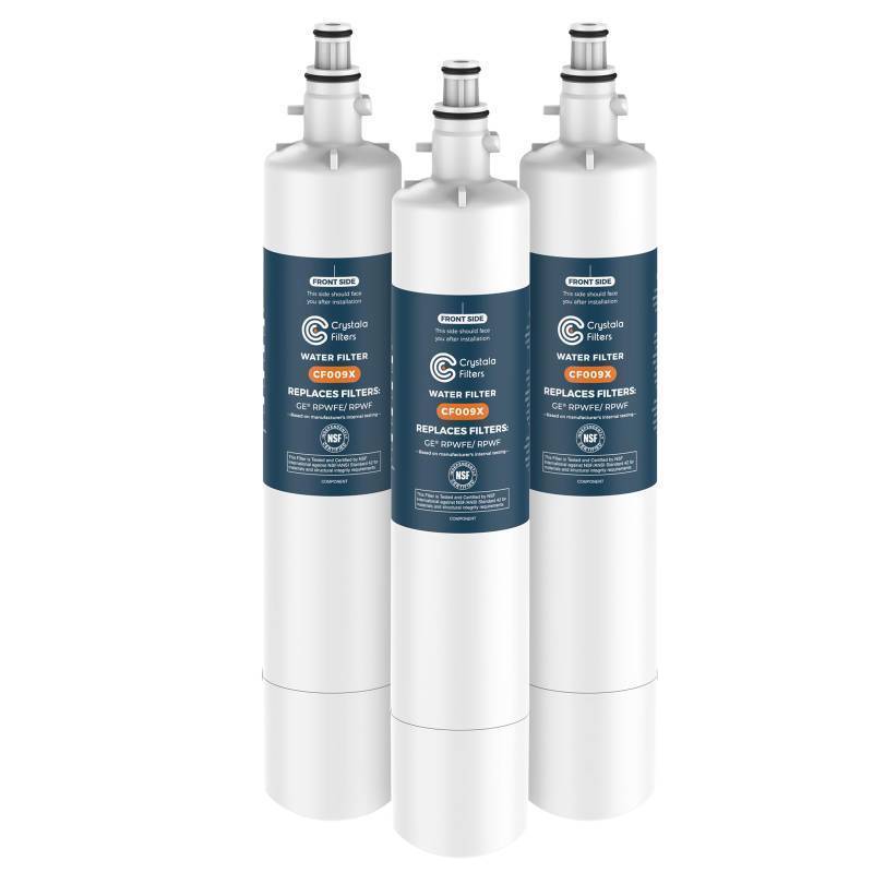 lot 44982 image: Crystala Filters Replacement for GE RPWFE, RPWF (with CHIP) Refrigerator Water Filter, Compatible with WSG-4, WF277, GFE28GMKES, PFE28KBLTS, GYE22HMKES, DFE28JSKSS, GFE28GYNFS, GFD28GYNFS, 3 Pack - Retail $87