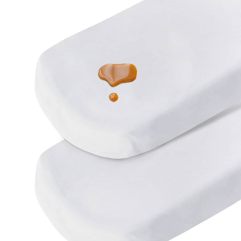 lot 29749 image: Bassinet Sheets Waterproof 2 Pack Bassinet Mattress Protector Cotton Fitted Cradle Sheets Set for Oval Rectangle Hourglass Mattres, Soft Breathable Mattress Pad Cover Baby Girl Boy, White - Retail $15