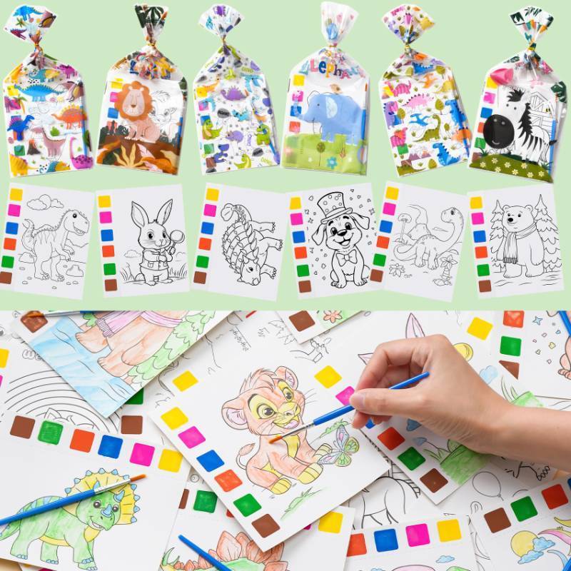 lot 29758 image: Rotu Party Favors for Kids 4-8, 15 Pack Goodie Bags Stuffers for Kids Paint with Water Coloring Books for Ages 8-12 Watercolor Painting Set Birthday Gifts Classroom Prizes, 106Pcs - Retail $10