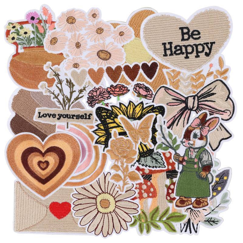 lot 29764 image: 20 PCS Vintage Embroidered Iron On Patches for Clothes,Girly Aesthetic Sew On Applique Patches for Women,Cute Boho Embroidery Patch for Hat,Backpack,Jackets,Jeans - Retail $10