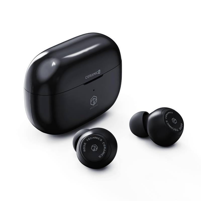 lot 31544 image: ROSESELSA Ceramics Wireless Earbuds, High-Fidelity Sound, 60ms Gaming Earphones, 35H Playtime with Super Charge, IPX5 Sweat Resistant, Dual Connectivity, Bluetooth 5.3, ENC (Black)