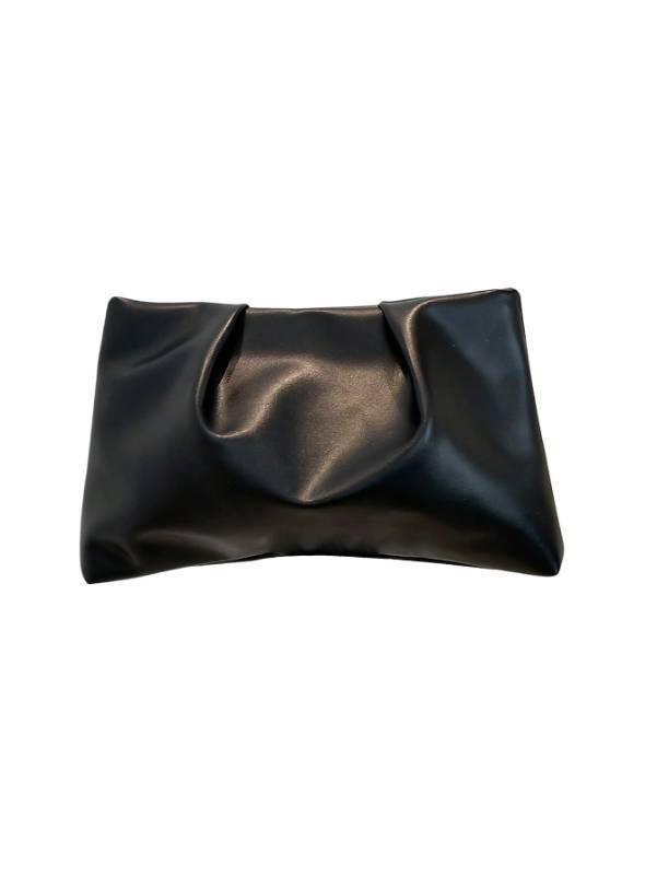 lot 31555 image: OYOANGLE Womens PU Leather Clutch Purses Small Zipper Ruched Minimalist Handbag Black One Size - Retail $22