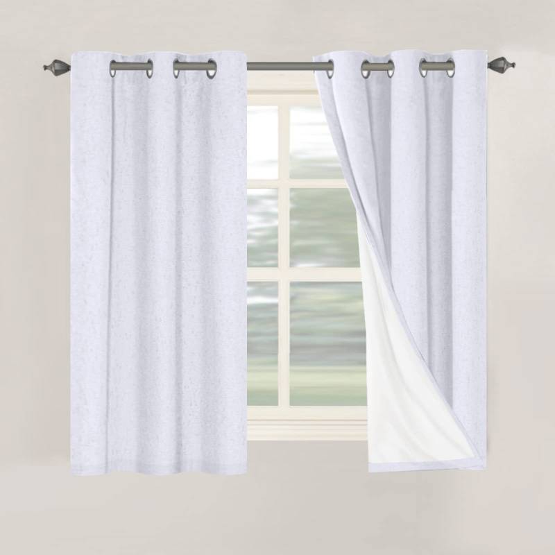 lot 44312 image: H.VERSAILTEX Primitive Linen Curtains 100% Blackout Curtain Drapes Burlap Curtains with White Thermal Insulated Liner, Grommet Top Drapes Living RoomBedroom (2 Panels, 42 x 54 Inch, Bright White) - Retail $23